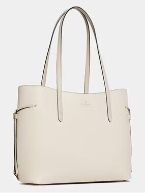 Kate Spade New York Cleo Pebbled Leather Large Tote Bag Cashew Milk